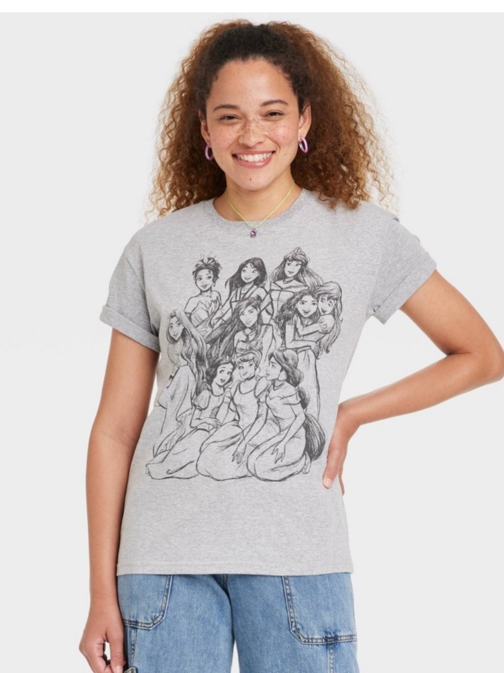 Disney Gray Princess Outline Graphic Tee